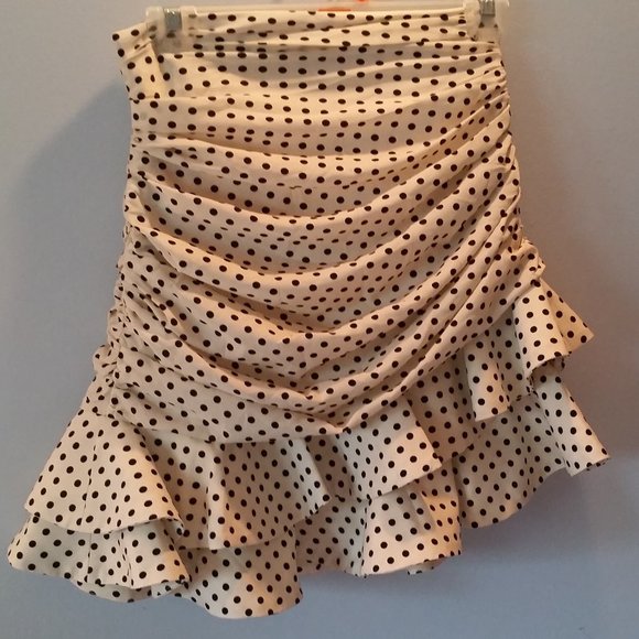 Zara cream polka dot ruffle pleated skirt NWT - Picture 3 of 6
